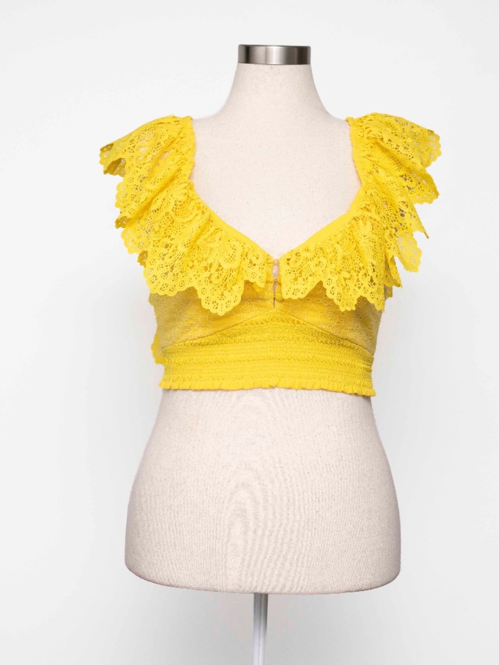 Alice + Olivia - Bleeker Ruffled Lace Crop Top